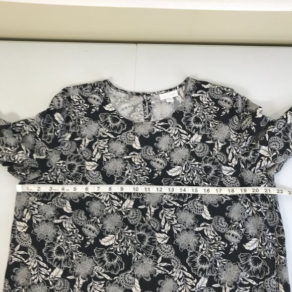J. Jill Floral Print Ruffle Hem Blouse Women's Large 100% Rayon Spring Career - Picture 10 of 15